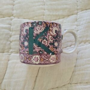 Floral Monogram Mug with K, Anthropologie